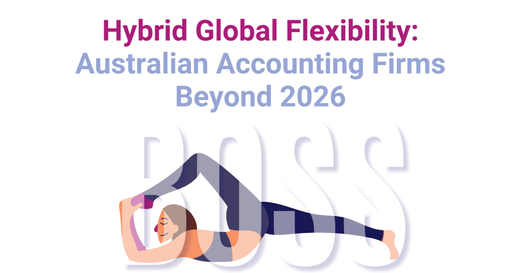 Hybrid Global Flexibility: Australian Accounting Firms Beyond 2026 – woman in yoga pose representing work-life balance and flexibility